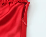 Foridol Ruffles Tie Up Satin Dress Women Elegant Maxi Long Summer Party Dress Spaghetti Strap Red Sexy Sundress Vestidos 2025