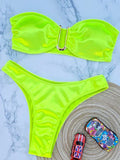Shiny Bandeau Bikinis 2025 Strapless Bikini Female Swimsuit Women Swimwear Two-pieces Bikini Set High Cut Bathing Suit Swim Lady