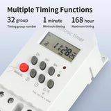 TNCE 30A Timer Switch 220V, big power time control switch, set to seconds, 32 groups of timer on and off light, water pump timer