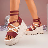 Cross Band Chunky Platform Sandals Women 2025 Summer Thick Sole Wedges Rome Sandles Woman Super High Heel Gladiator Sandalias 43