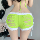 Summer Sexy Women Shorts Hot Denim Pants Female Girls Sea Sand Beach Bar Night Club Holes Casual Charming Elegant Beautiful B01P