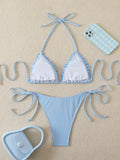 Halter Triangle String Bikinis 2026 Women Sexy Striped Swimsuit Ruffle  Swimwear Female Bathers Bathing Swimming Swim Suit