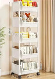 Mobile Storage Shelf] Mobile Plastic Storage Shelf Unit with Wheels - Practical Shelf for Living Room, Bedroom, Dormitory Amagi