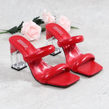 2025 Women's Shoes Summer Women Sandals Casual Shoe 8cm Heels Comfort Square Heel Slippers Footwear Female Crystal Thick Heels