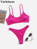 Ribbed High Leg Cut Bikini Female Swimsuit Women Swimwear Two-Pieces Bikini Set Brazilian Padded Bather Bathing Suit Swim V7126