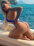 Tummy Cut Out Extreme Micro Thong Female Swimwear One Piece Swimsuit Women Cross Backless Monokini High Cut Bathing Suit Swim