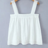 New Style Vacation Casual Lazy Style Pure White Simple Basic Lace Camisole Backless Deep V Suspenders Sleeveless Charming XNKI