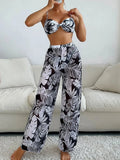 3 Pieces Strappy Bikini 2026 Women Printed Swimsuit Sexy Swimwear Female With Beach Pants Bathers Bathing Swimming Swim Suit