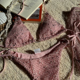 With Mesh Sarong Skirt Halter Bikini Women Swimwear Female Swimsuit Three-pieces Bikini Set Fishnet Bathing Suit Swim Beachwear