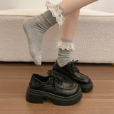 Elegant Lace-Up Platform Loafers for Women 2026 British Style High Heels Oxford Shoes Woman Preppy Style Pu Leather Shoes Female