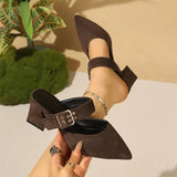 Fashion Women Buckle Strap Decor Pointed Toe Slingback Sandals Lady Summer Casual Going  Slippers Party Shoes Sandals