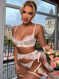 Toucheart Erotic Lingerie Embroidery Floral Lace Patchwork Solid Color Skinny Plunge Elegant Seductive Hollow Intimate Underwear