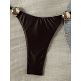 Sexy Metal Ring Bikini Women Swimwear Female Swimsuit Two-Pieces Bikini Set High Cut Leg Padded Bather Bathing Suit Swim V8311