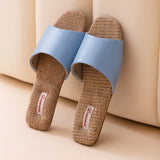 2026 New Breathable Linen Slippers For Women Men Spring Summer House Shoes Soft PU Leather Anti-slip Couples Home Floor Slides