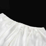 Elegant Female Casual Satin Mini Skirt Women Korean Fashion High Waist A-line Vintage White Balloon Skirt Sweet Women NTJ8