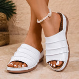 White Pu Leather Platform Sandals Women Lightweight Plus Size 36-43 Beach Sandles Woman 2025 Summer Wedges Slippers Female