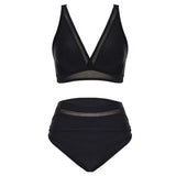 High Waist Bikini Set Sexy Push Up Swimsuit Women Black Beachwear Tummy Control Swimwear Adjustable Bathing Suit Bikinis