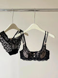 French Inspired Minimiser Bra Women Sexy Lingerie Set Large Chest Support Thin Comfort Half Cup Soft Underwire Anti Sagging