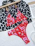 Bikini 2026 Sexy Swimwear Swimsuit Women Push Up High Waist Backless Floral Print Red Bikinis Set Bathing Suit Beach Bikini New