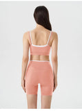 Women's 2-piece Yoga Set Fake Two-Piece Color-Block White Stripe Camisole Running Sports Bra Shorts Yoga Outfit Set