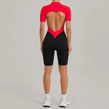 Women's Seamless Yoga Jumpsuit Sports Workout Running Hip-lifting Slim Fit Shorts One-Piece Training Fitness Gym Bodysuit