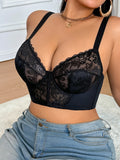 Sexy Women's Plus size Bra Thin cup Lace Splicing Underwire Bra Push-Up and Side Breast Unlined Breathable Women's Lingerie Bra