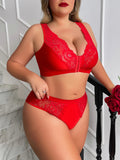 Women’s Sexy Embroidered Lingerie Set, Plus Size Front-Closure Minimizer Bra, Supportive Side-Smoothing Underwear