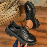 Fashion Printed Platform Oxford Shoes Women Comfortable Plus Size 43 Lace Up Pu Leather Shoes Woman Red Thick Sole Loafers Mujer