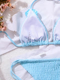 DEKA Women Sexy Thong 3D Flowers Bikini Set Halter Strappy Bikini Thong Swimwear Female Swimsuit Two-pieces Bather Bathing Suit