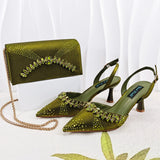 Doershow Italian Shoes And Bag Sets For Evening Party With Stones Italian Leather Handbags Match Bags! HC1-1
