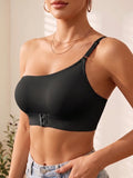 Women's One Shoulder Seamless Bra Front Closure Comfort No Lining Wireless Lingerie