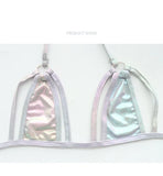 Summer Micro Bikini Set Women Swimwear Laser Holographic Halter Tops Bra Thong Bathing Suit Beachwear Brazilian Biquini