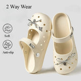 Cute DIY Bow Knot Indoor Street Slippers For Women Fashion Clogs Female Summer Shoes Soft EVA Anti-slip Ladies Home Beach Slides