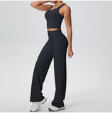 2PCS Yoga Set Women Tracksuit Nude Feeling Workout Sets Gym Clothes Push Up Fitness Running Sportswear Sport Straight tank suit