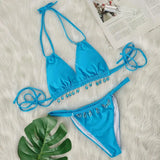 2026 Halter Luxury Rhinestones Diamond Bikini Female Swimsuit Women Swimwear Two-pieces Bikini Set Bather Bathing Suit Swim Lady