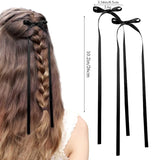 2 Pcs Fabric Hair Bow Hairpin for Women Girls Ribbon Hair Clips Headwear Black White Bow Top Clip Female Hair Accessories