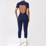 With Zipper Hollow Back Yoga Jumpsuit Sportswear Women Gym Clothes Running Fitness Yoga Backless Bodysuit