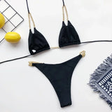 Sexy Cow Print Halter Metal Chains Brazilian Bikini Women Swimsuit Female Swimwear Two Pieces Bikini Set Bathing Suit Swim Lady