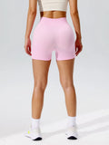 Women Pink Yoga Shorts Sportswear Woman Gym High Waist Sports Shorts Fitness Running Activewear Tummy Control Workout Leggings