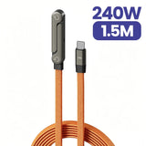 2 in 1 PD240W/65W Type C To Type C Fast Charging Foldable Bracket Cable USB C To USB C Built-in Desktop Holder Wire For iPhone17