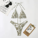 sexy zebra print micro mini bikini halter string triangle swimwear thong swimsuit women biquini bikini set bathing suits