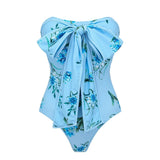 Bandeau 2 Pieces Bikini Sexy Women Swimsuit Swimwear Female Dress Cover Up Printed Biquini Beachwear Bathingsuit Swimming Suits