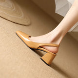 NASBAVI Women's Block Heels Pumps Shoes Elegant Summer Sandals Green Pink Close Toe Slingback Office Wedding Dress Shoes Female
