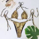 Snake Skin Rhinestone Diamond Bikini Female Swimsuit Women Swimwear Two-pieces Bikini Set High Cut Halter Bathing Suit Swim Lady