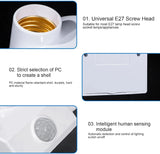 Pir Motion Sensor Light Socket,E27 LED Bulb Base Human Body Sensor Adjustable Auto on Off Light Control Lamp Holder
