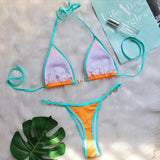 Sexy Halter Pearl Extreme Mini Micro Bikini Female Swimsuit Women Swimwear Two-pieces Bikini set Ribbed Bather Bathing Suit Swim