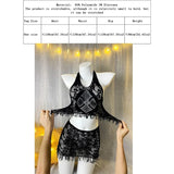 1 Set Sexy Women Fishnet Cover Ups Hollow Out Bodycon Women's Swimwear See through Tassel Dress without Bikini Beachwear