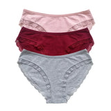 3Pcs/Set Women Lace Briefs Female Underpants Solid Color Pantys M-XL Soft Underwear Sexy Lingerie Intimates Cotton Panties
