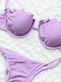 2026 Micro Bikini Set with Metal Ring Accent - Adjustable Straps and High-Cut Bottoms Perfect for Beach Wear and Pool Parties
