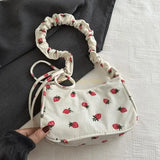X90D Trendy Strawberry Shoulder Bag Ruched Crossbody Bags For Fashion Enthusiasts